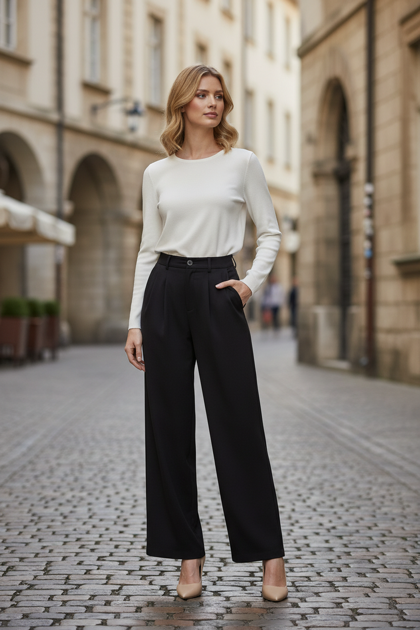 Black Alessia Trousers - Natural Pose
