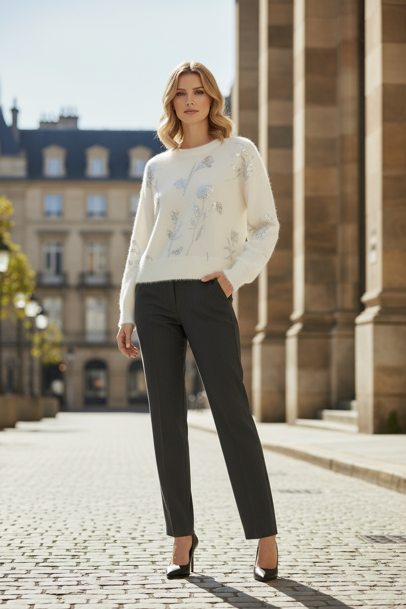 White Mohair Sweater - Front