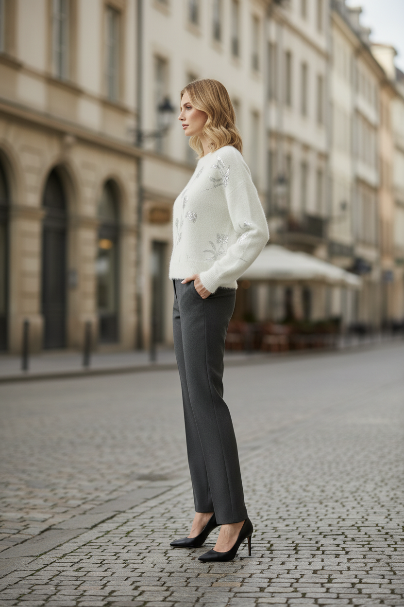 White Mohair Sweater - Side Profile